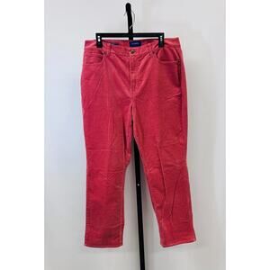 Talbots High Waist Straight Leg Curvy Corduroy Pants Size 14 Petite in Red